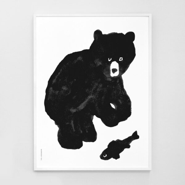 warmgrey tail poster print black bear 30x40 tykky