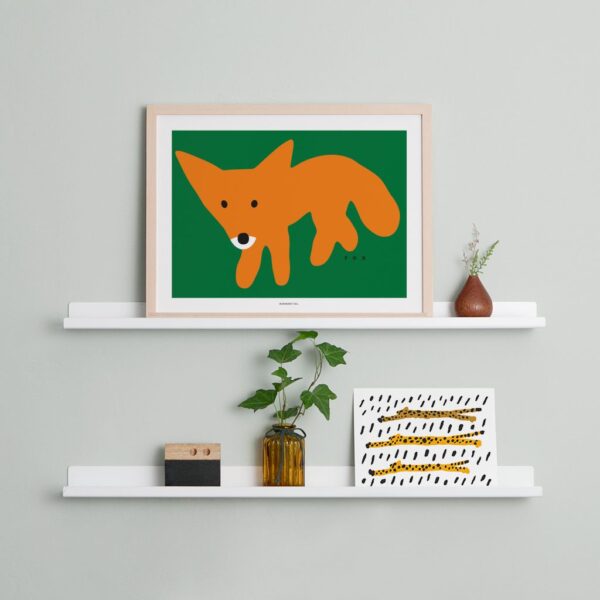 warmgrey tail poster print red fox green 30x40 tykky