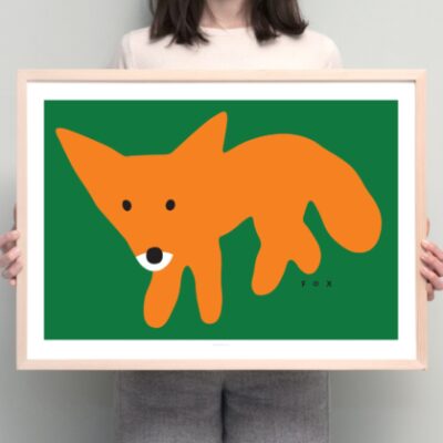 warmgrey tail poster print red fox green 30x40 tykky