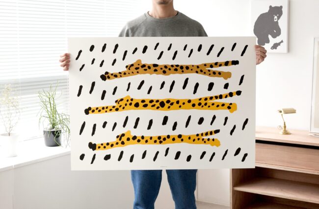 warmgrey tail poster print run cheetah run 50x70 tykky