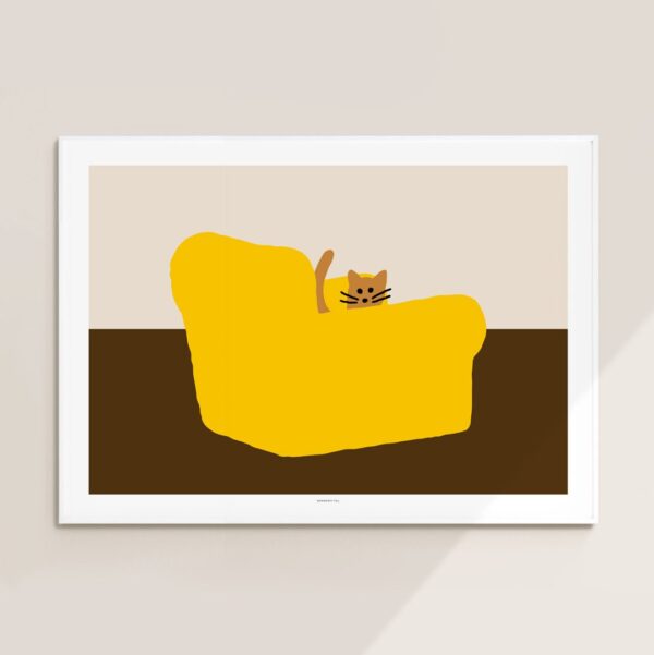 warmgrey tail poster print armchair yellow 30x40 tykky