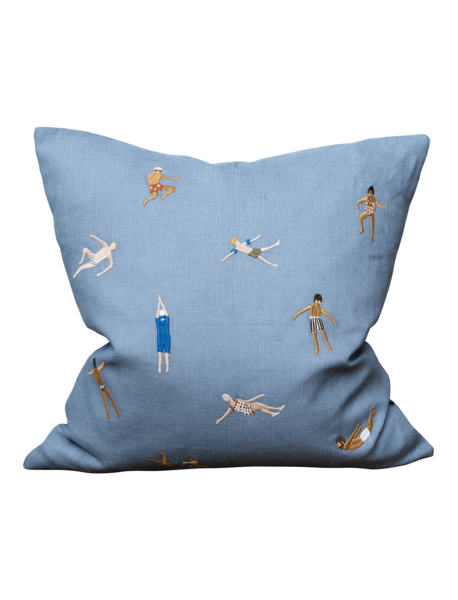 kussenhoes cushion cover 50 x 50 cm swimmers blue fine little day tykky woonaccessoires textiel