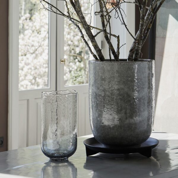 vase alko grey glass society of lifestyle tykky woonaccessoires
