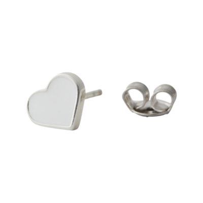 Design Letters Earring Stud Enamel Heart silver white tykky sieraden online kopen