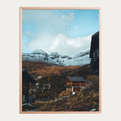 Tykky autumn village poster 40x 50 cm landschap bergen alpen natuurfotografie